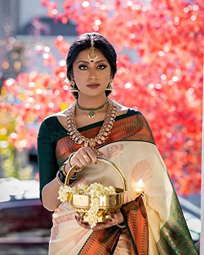 Image of SGF11- Women's Kanjivaram Woven Soft Silk Saree With Blouse Piece