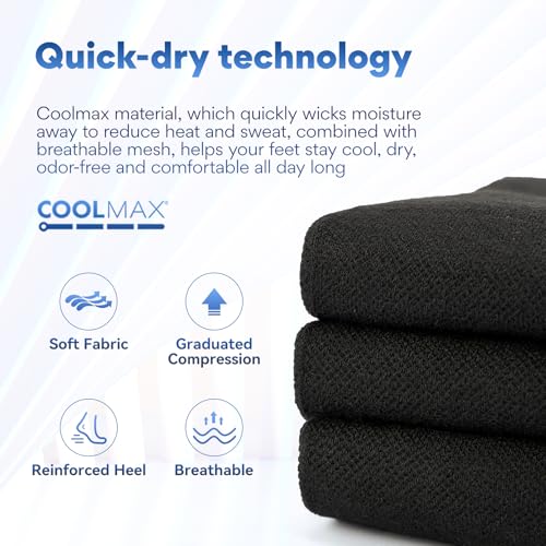 Knee High Compression Socks Coolmax Toe Socks Moisture Wicking Graduated Support for Running,Travel,Flight3