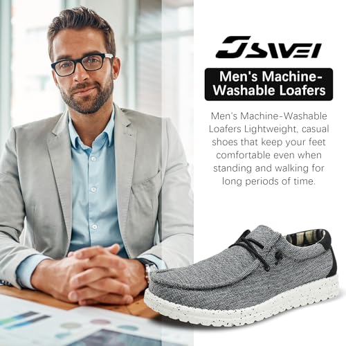 Image of JSWEI Men's Machine-Washable Summer Loafers Lace Up Casual Slip-On Shoes Lightweight Comfortable Soft Sole WalkingTraveling, Beach, Gifts for Men Shoes Loafers Stretch