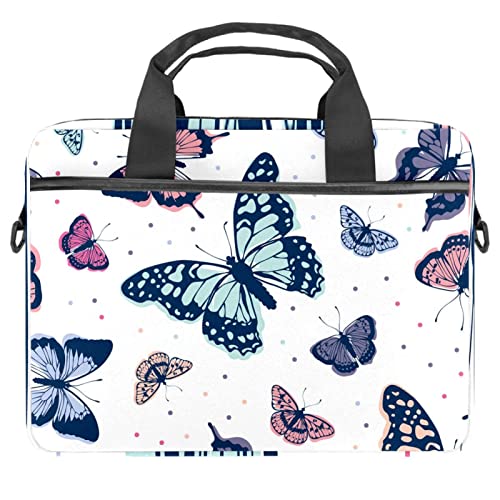 Funda maletín para portátil de 13 a 14.5 pulgadas con asa bandolera de mariposas rosas