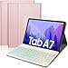 Produktbild IVSO Tastatur Kompatibel mit Samsung Galaxy Tab A7 10.4 2020, mit Panzerglas, [QWERTZ Deutsches], Abnehmbar Beleuchtete Tastatur Hülle Kompatibel mit Samsung Galaxy Tab A7 T505/T500/T507, Roségold