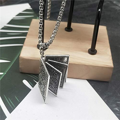 Holy Bible Book Pendant Necklace Openable Prayer Bible Verse Religious Christian Necklace for Men and Women3