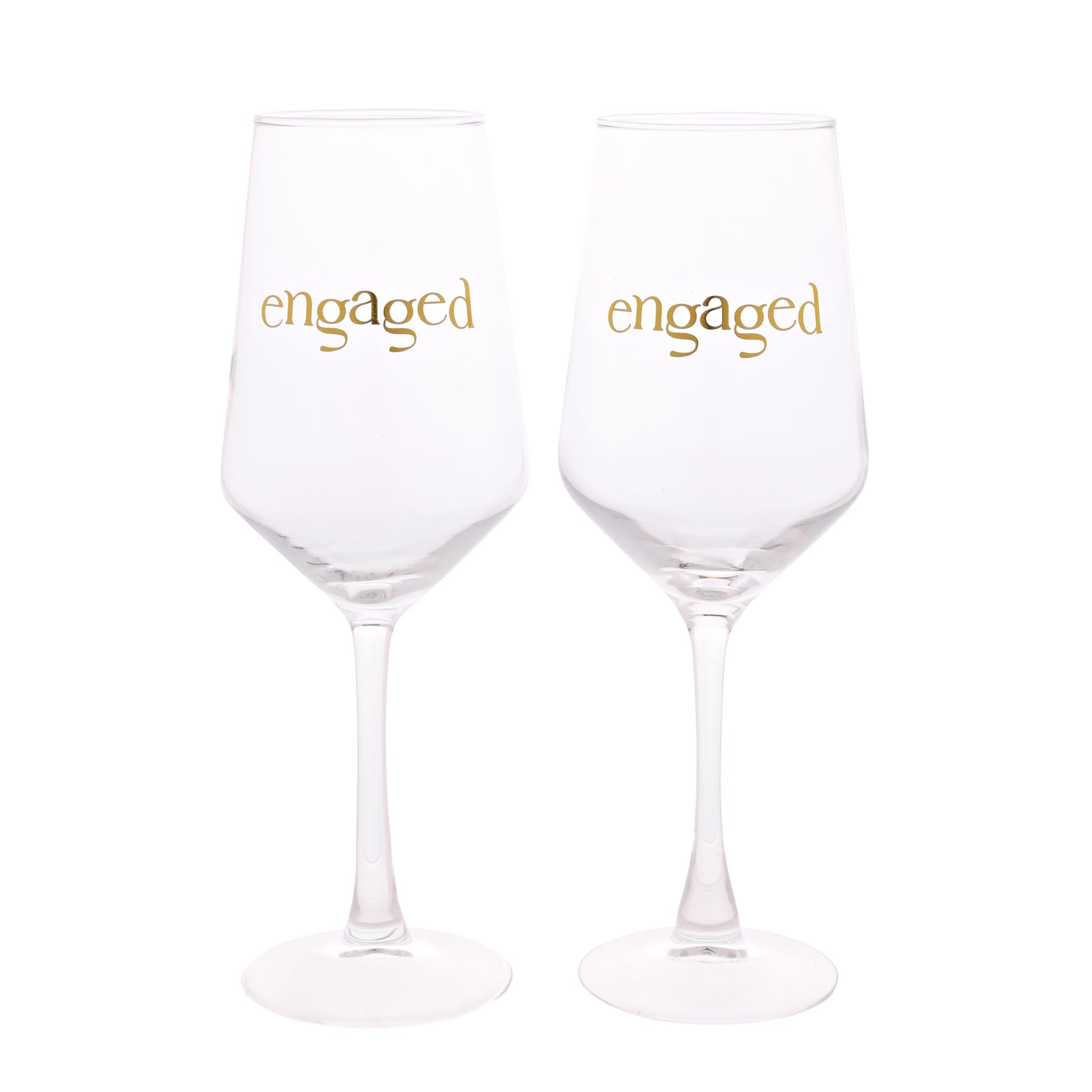 Widdop and Co Confetti - Set of 2 Wine Drinking Glasses - Engaged - Engagement/Wedding/Anniversary/Hen Do Gifting, Couples Present & Homeware - Boxed & Ready to Gift.