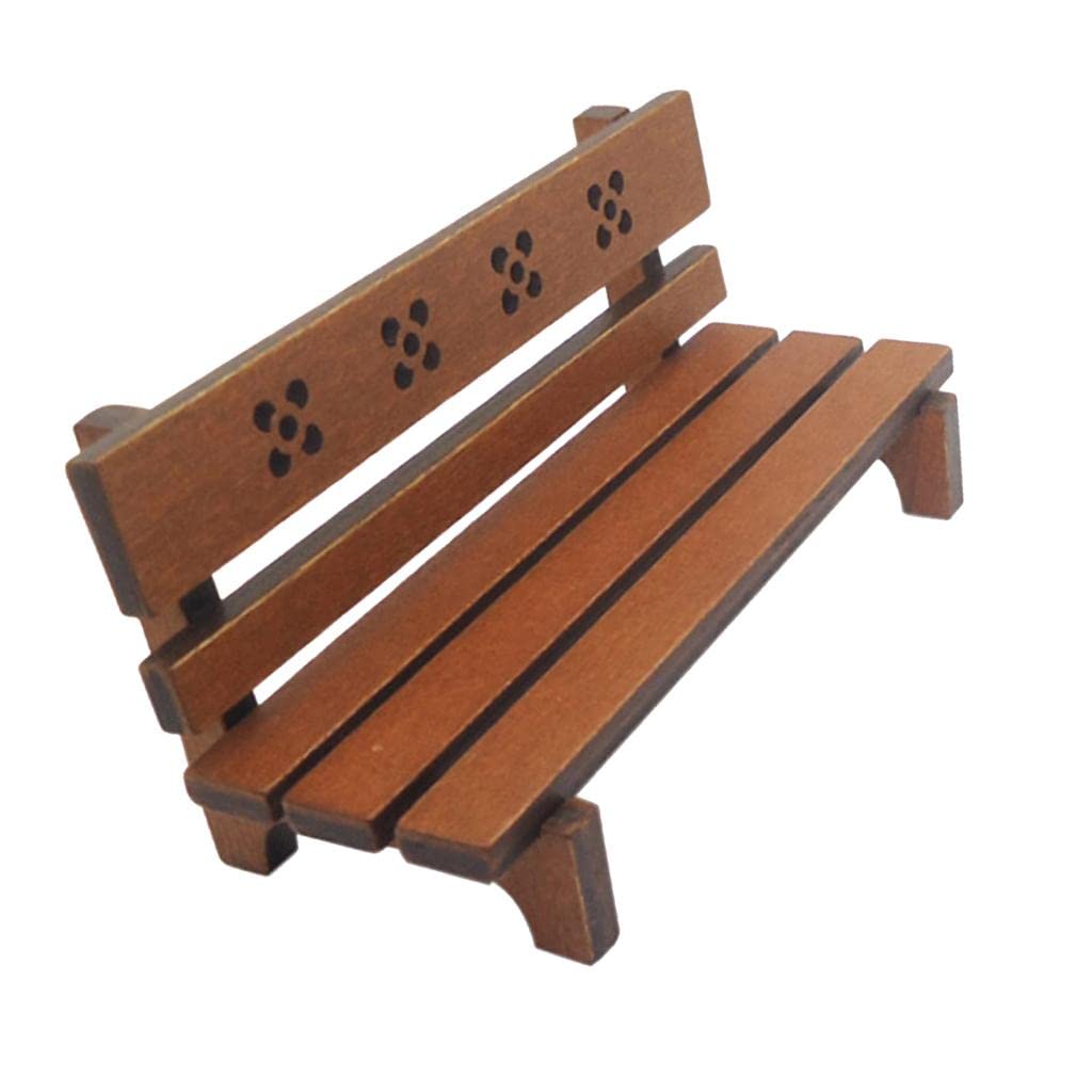 Dollhouse Miniature Wooden Park Bench Long Chair Room Garden Furniture Accessories Brown|Dolls & Bears | Dollhouse Miniatures | Furniture & Room Items|1 Piece Doll Park Bench