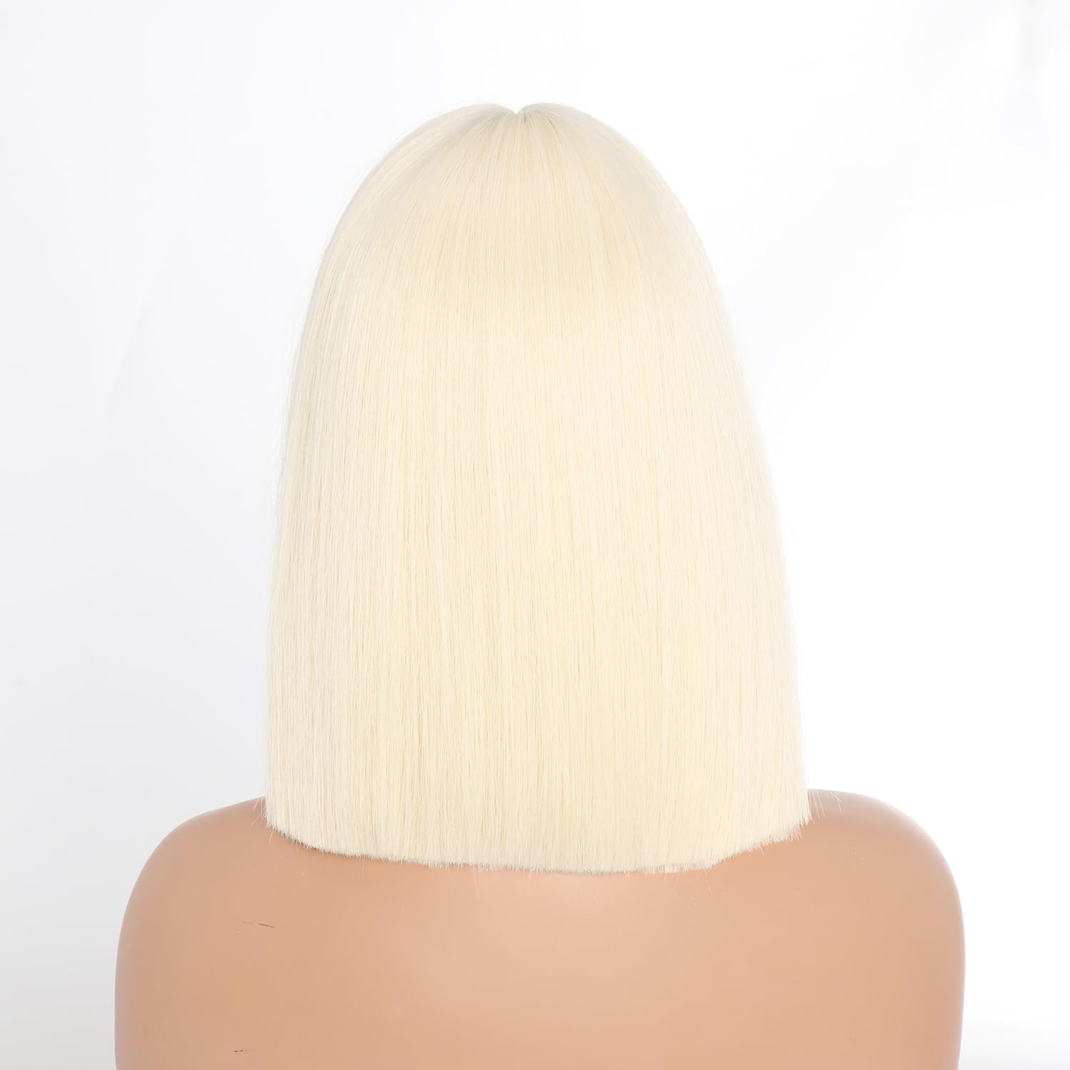 SIMKAYLEE Blonde Straight Shoulder Length Wig with Bangs Short Straight Blonde Bob Wigs with Fringe for Women for Cosplay Costume Anime Party Halloween Daily Use (12 Inch) - Image 3
