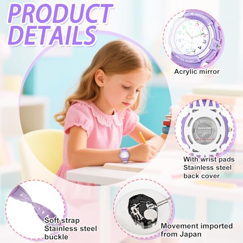 Image of CKV Kids Watch for Boys Girls Ages 5-12, Waterproof Time Teacher Easy to Read Analog Sport Outdoor Children Watches with Soft Band for Kids