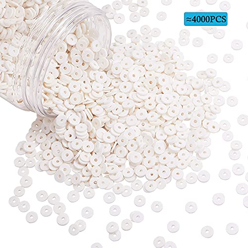 4000 Piezas Cuentas Para Hacer Pulseras, Lre Co.Cuentas Para Collares, Cuentas de Arcilla Polimérica Plana de 6 mm, Cuentas Espaciadoras Bolas Para Pulseras Joyería Diy, Collar, Pulsera, Pendientes Cover
