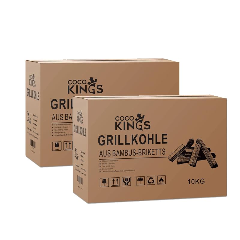 Briquettes de Charbon de Bois en Bambou pour Barbecue, Naturel, Longue Durée jusqu'à 6 Heures, Chaleur Régulière, pour Grillades en Extérieur
