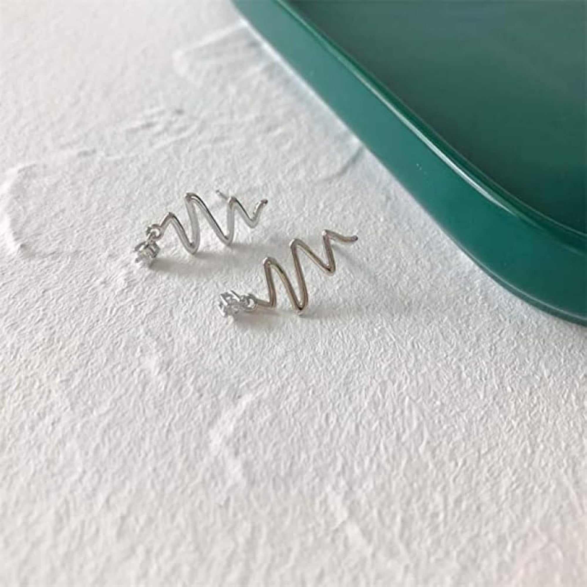 Lightening Wave Earring With Zirconia Drop