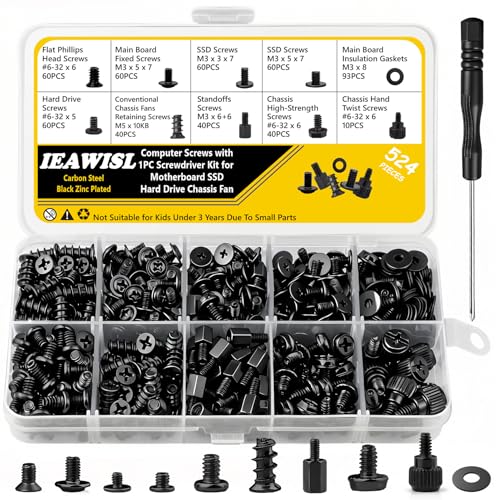 IEAWISL 524Stk Computerschrauben Set, Für PC, Gehäuse, Mainboard, SSD DIY