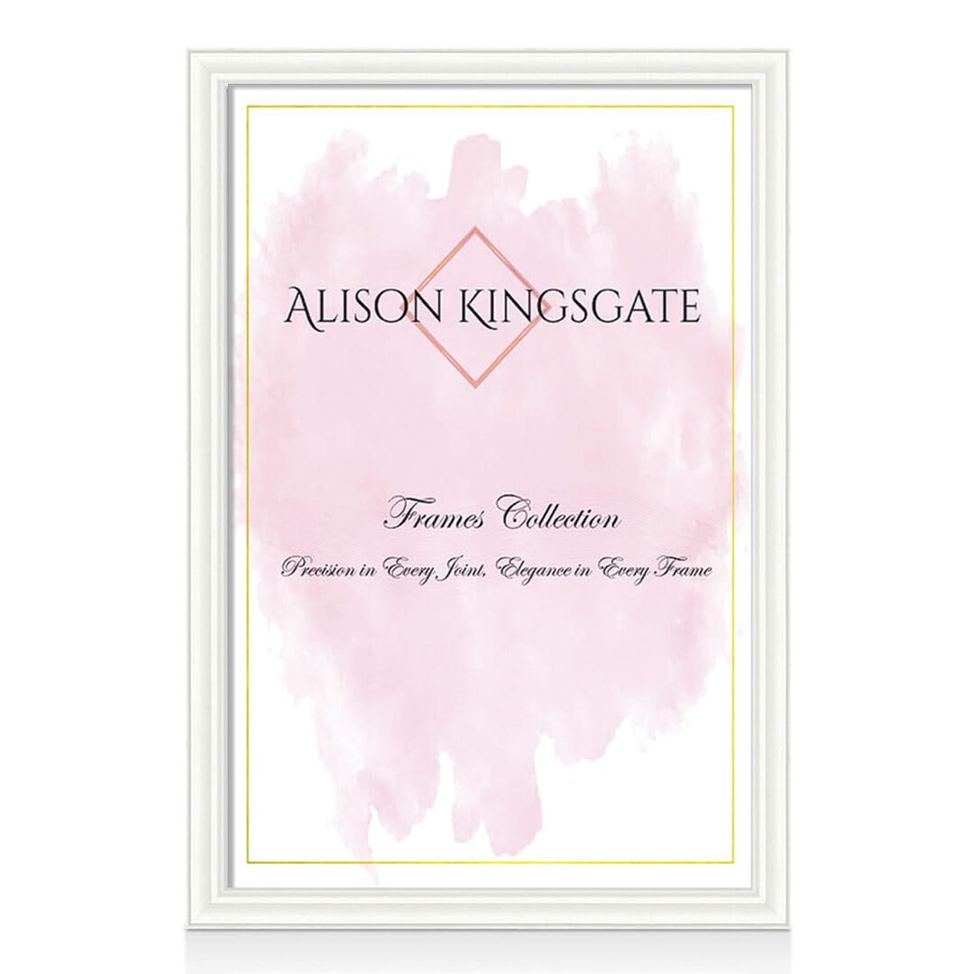 Alison Kingsgate Classic A1 White Picture Frames – Engineered Wood Photo Frame with Shatterproof Perspex Front – Ideal for Posters, Certificates & Artwork – Wall Mount or Tabletop Display