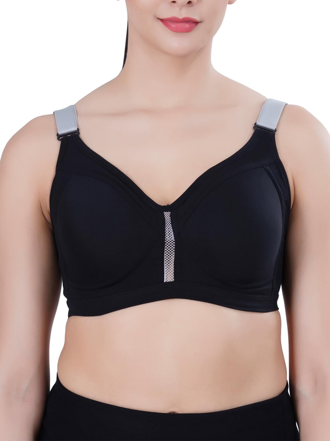 Women's Seamless Padded Full Coverage Sports Bra | Poly Stretch Fabric | Medium Impact Sports Bra | Adjustable Straps-image-28