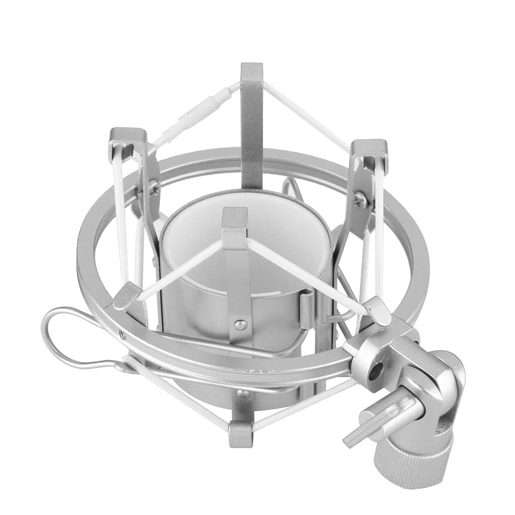 FOTOKINA Studio Microphone Shock Mount – Anti-Vibration Holder for Condenser Mics (48-54mm) – Silver – Ideal for Podcasting, Streaming, Recording-image-28