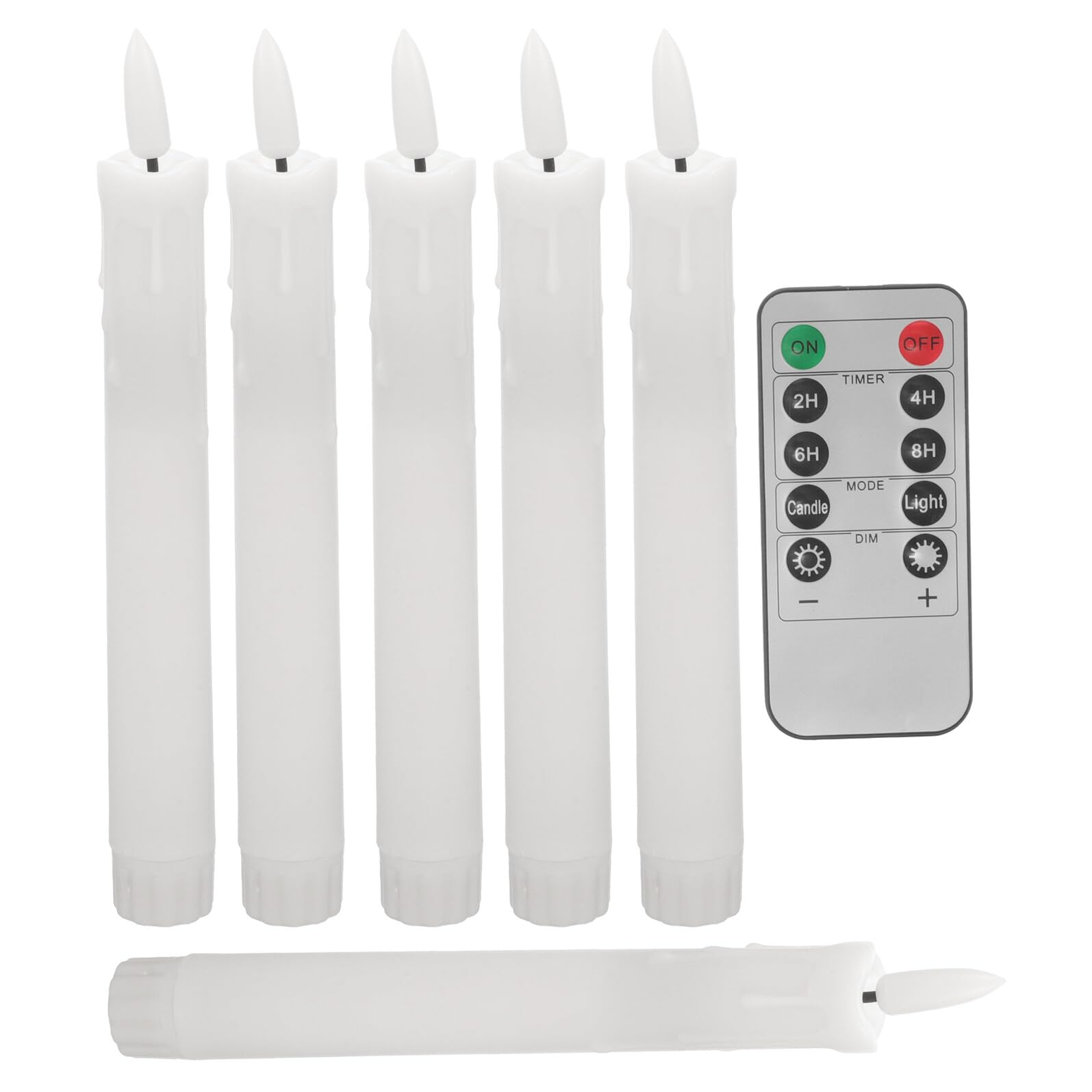 6 Velas Cónicas LED sin Llama de Plástico con Mando para Ambiente Navideño