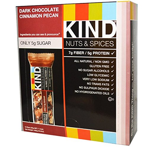 KIND Bars, Nuts & Spices, Dark Chocolate Cinnamon Pecan, 12