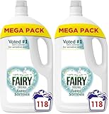 Fairy Original Fabric Conditioner, 118 Washes, 3.894l, For Sensitive Skin, Hypoallergenic, Mild fresh scent (Pack of 2)