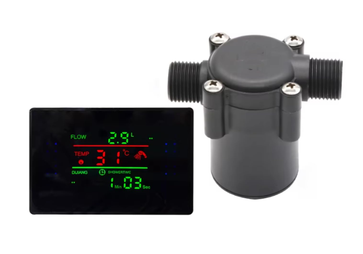 Mini Water Flow Generator AC Output - Power Supply for Smart Thermostatic Shower Head ，Generator &amp; Display Screen,Connection Size: 1/2 Inch