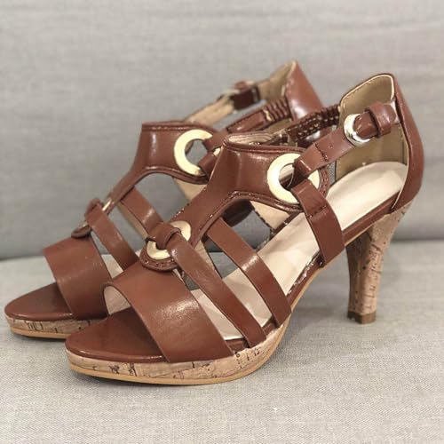 ZSpzx Women's Kitten Heels Sandals Open Toe T-Strap Hollow Out Slip On Elastic Strap Low Heel Sandal Ladies Comfortable Cushion Footbed Orthopedic Casual Shoes for Outdoor Indoor Daily Wear4