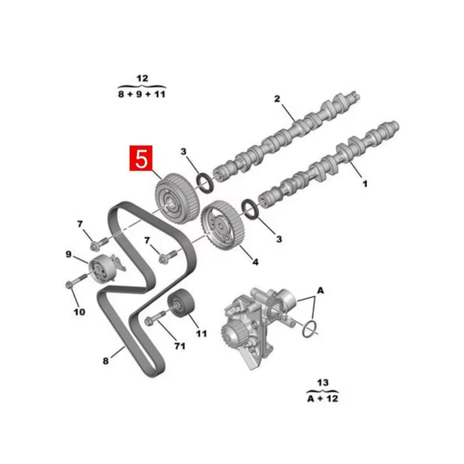 Compatible Avec Peugeot Pour 807 Pour Expert 0805J4 9654208480 Engrenage D'arbre Cames Moteur Mises À Niveau De Voiture Pièces De Réparation pignon d'arbre cames