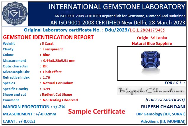 Image of USPTO Collection of Premium Quality Real Emerald Panna Yellow Sapphire Ruby Manik Blue Sapphire Neelam Pukhraj Stone Original Certified IGL Lab Tested Natural Green Hara Blue Yellow Pila Lal Red Nag
