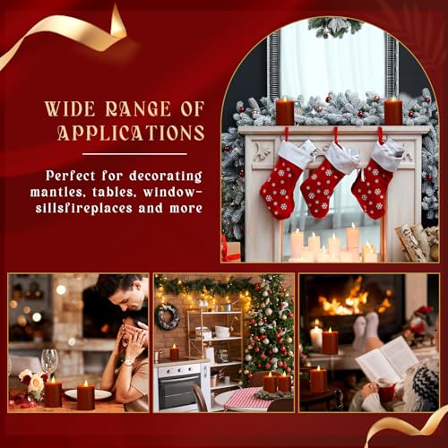 Image of Retisee 3 x 4 Inch LED Candles with Remote Timer Flickering Real Wax Battery Operated for Home Decor(Burgundy Red,4 Pcs)