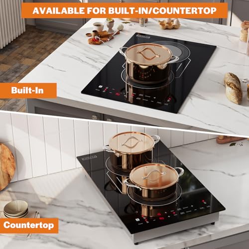 image for Empava Double/Dual Induction Cooktop 2 Burner, Shatter-proof Flat Glas