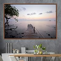 Framed Canvas Wall Art Coastal Freedom Aerial Beach Beach Coastal Cool Minimalism Multicolor Photography Relax/Calm - 16x24 inches
