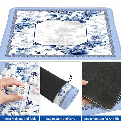 Tapete para Mahjong 80x80 cm Antideslizante Azul miniatura 5