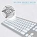 POWZAN Aluminum Quiet Wired Keyboard Backlit- Slim Chiclet Key Compatible with Apple iMac, MacBook, Mac and PC, USB Keyboard Numeric Keypad RGB Lighted Key - Silver White