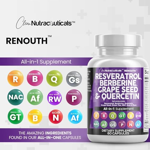 image for Clean Nutraceuticals Clean Resveratrol Supplement | Berberine Grape Se
