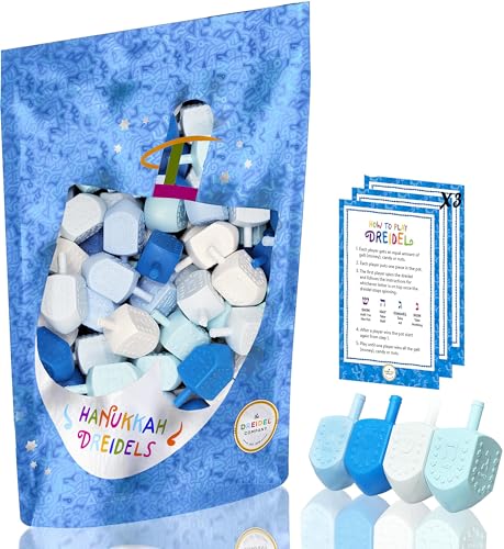 The Dreidel Company Hanukkah Blue and White Plastic Pastel Colored Dreidel, for Children, Boys and Girls, Party Favors (200-Pack)