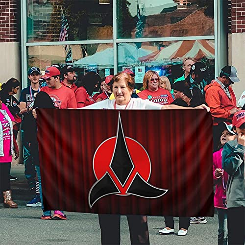 Voglawear Klingon Flag Banner, Red, 3' X 5' Ft, Foldable, Polyester, Wall Mount, Home Decor, Garden