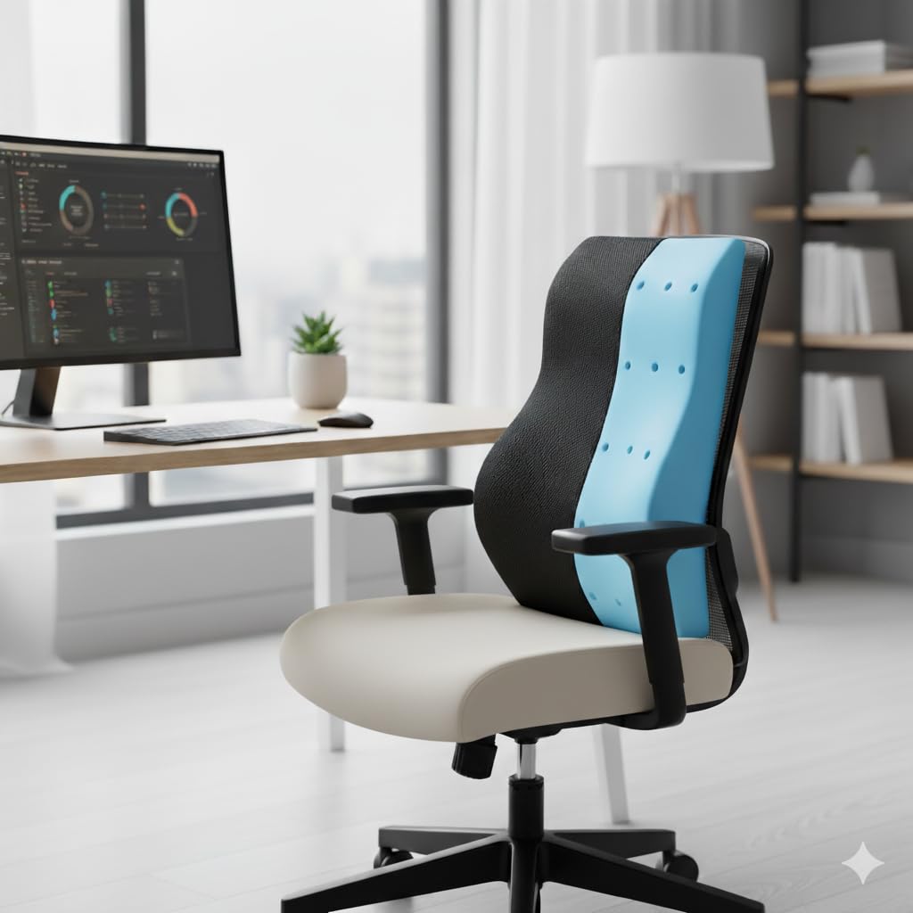 WELLGIVER Back Support for Office Chair | 2 Years Warranty | Gel Memory Foam Car Seat Back Support, Orthopedic Lumbar Back Rest for Back Pain Relief - Back Pillow for Sitting