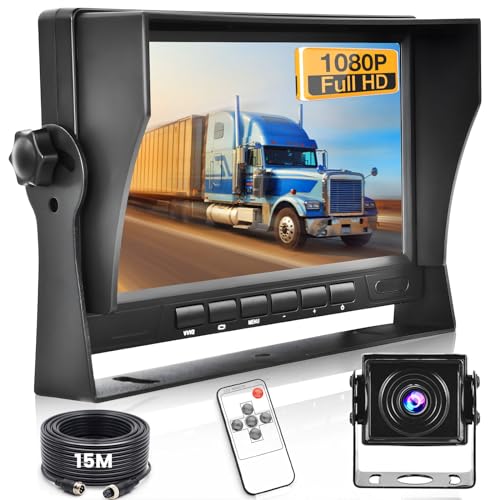 Kit Telecamera Posteriore 1080p FHD Con Monitor 7 Pollici, Per Auto, Camper, Furgoni, Visione Notturna, Impermeabile IP69, Cavo 15m (SY01)