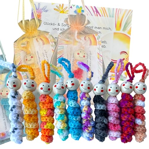 Sorgenwürmchen Glückswürmchen Worry Worm handmade gehäkelt in vielen Farben