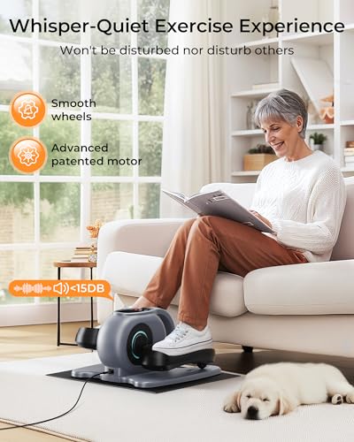 Image of Under Desk Elliptical, Ellipse Leg Exerciser for Seniors Adults Fully Assembled, Portable & Quiet Electric Seated Pedal Exerciser with 10 Adjustable Speed, Remote Control,Non-Slip Straps & Mat