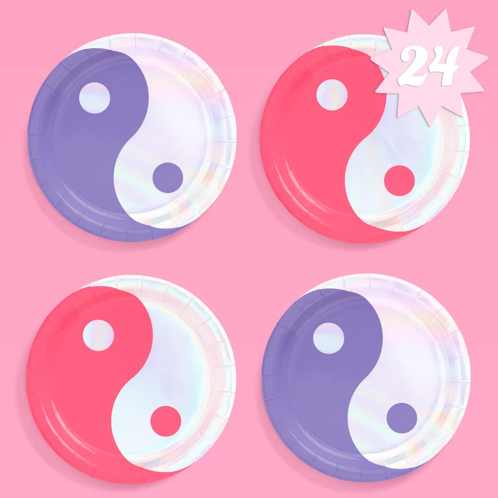 xo, Fetti Yin Yang Paper Plates - 24 pk, 9" | Birthday Party Supplies, Bachelorette Decorations, Bday Groovy y2k Party