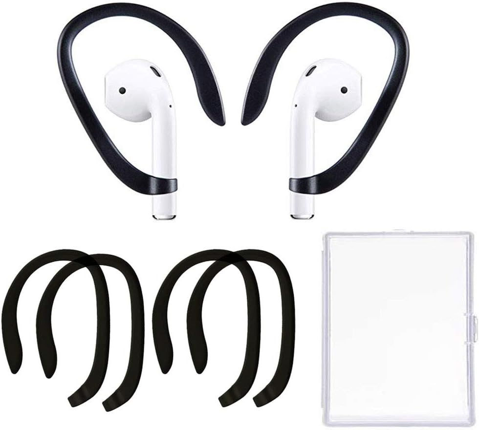 2 Pairs Ear Hooks Accessories Compatible with Apple AirPods 1 & 2 & 3 and Pro Sports Headset EarHooks Great with Cycling,Gym,Dancing,Running,Fishing and Other Sports (Black)
