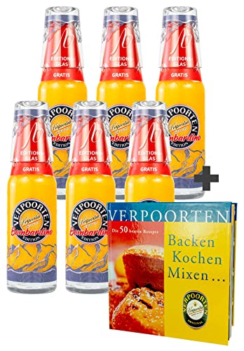 Bombardino Spitzenqualität von Verpoorten (Karton 6 x 0,5 L 17%vol) + VERPOORTEN Bombardino Gratis Editionsglas - alpines Design + Gratis VERPOORTEN Buch Backen, Kochen, Mixen Cover