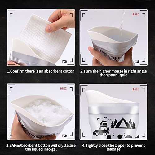 Bacuthy [20 Pack] Portable Urinal Pee Bags Updated Version, Disposable Male/Female Urine Bag For Travel, Camping, Road Trip, Men/Women/Kids Compatible #TOP4