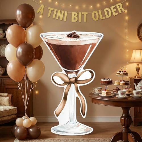 Image of Colingmill 4ft Espresso Martini Birthday Decorations Brown a Tini Bit Older Party Cardboard Cutouts Birthday Party Cardboard Cutouts Decor for Women Bar Wedding Bachelorette Bridal Shower Supplies