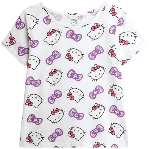Image of Hello Kitty Girls Shirts - Short Sleeve Cute Casual Crewneck Graphic Tees Shirts for Girls Tops T-Shirt (Sizes: 4-12),