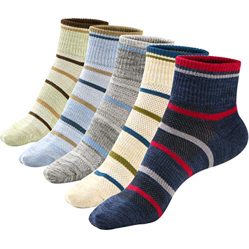 Mens Quater 1/4 Moisture Control Mid Cut Performance Cushion Cotton Ankle Protect Socks 5 Packs Size M