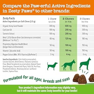 Zesty Paws Dog Allergy Relief – Anti Itch Supplement – Omega 3 Probiotics for Dogs – Salmon Oil Digestive Health – Soft Chews for Skin & Seasonal Allergies – with Epicor Pets – Hemp – 90 Count…