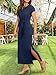 ANRABESS Womens Summer Maxi Dress Casual Crew Neck Tie Waist Split Wrinkle-Free Fit Long Fashion Vacation Dresses 2026 Spring Navy Blue Medium