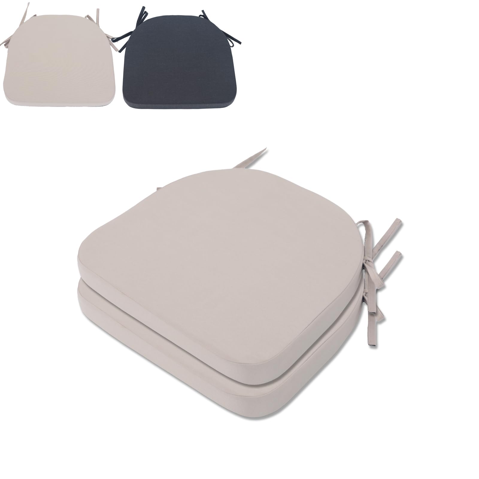 Coussin de chaise imperméable en mousse épaisse 5 cm RUIXUAN assise beige antitache lot de 2