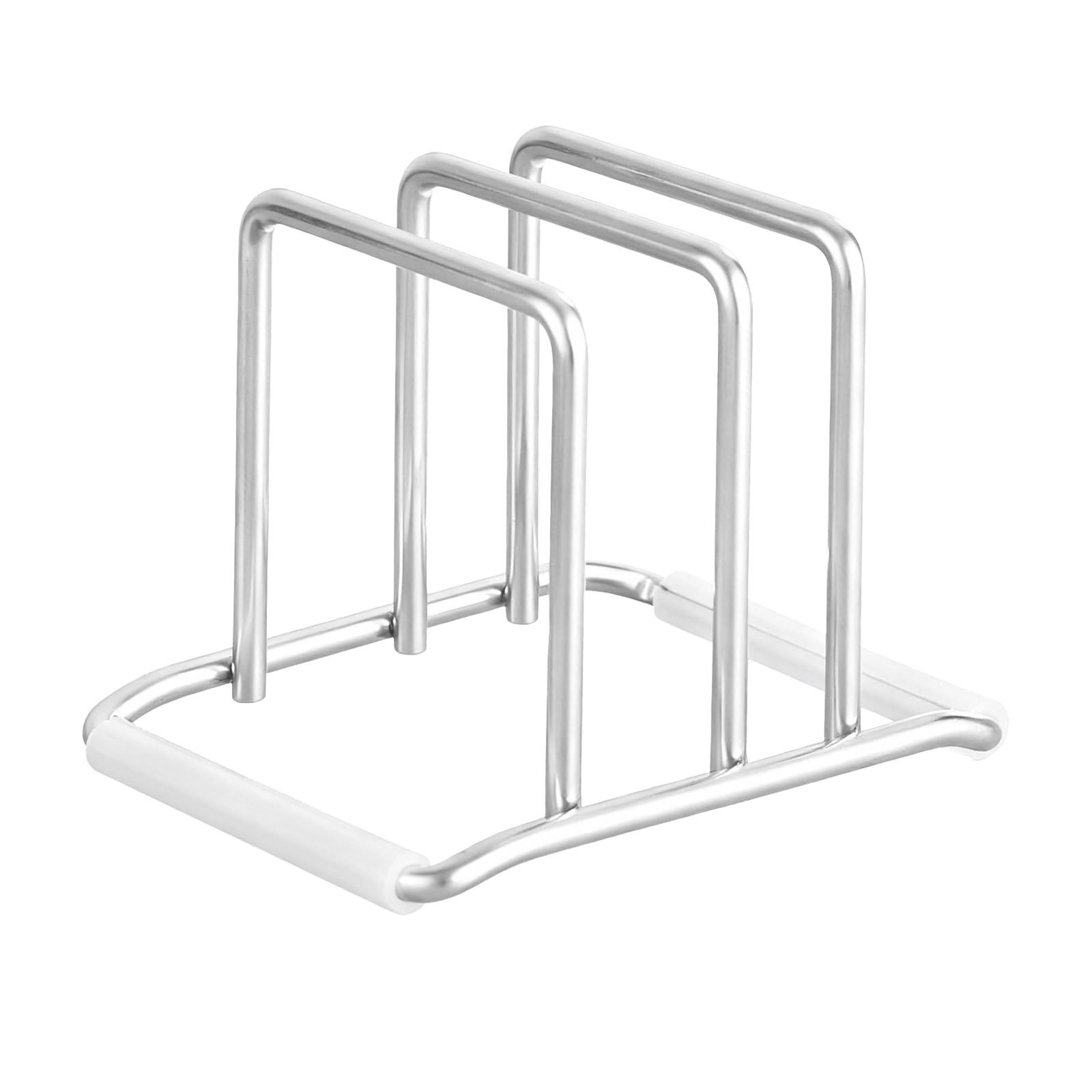 Rieoany Stainless Steel Cutting Board Rack, Kitchen Lid Holder, Chopping Board Organizer, 6mm Thickened Solid Steel Material, Removable Non-Slip Silicone Sleeves