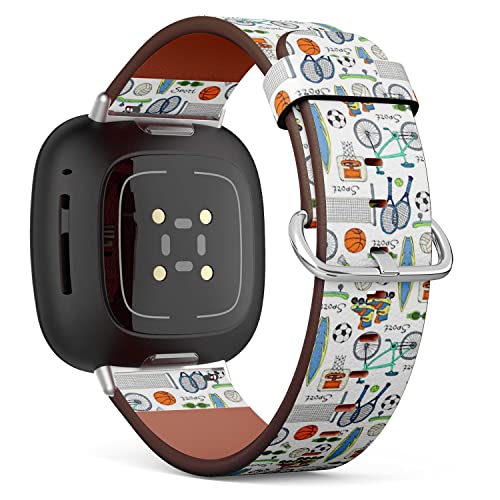 CJBROES Replacement Leather Watch Band, Compatible with Fitbit Versa 3 and Fitbit Sense of Wristband Bracelet Accessory - Pattern Design