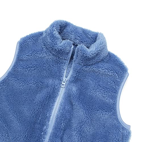 Image of JESKIDS Girls' Boys Sherpa Fleece Vest Outwear Lightweight Solid Color Cute Jacket with Pockets 2-11 Years