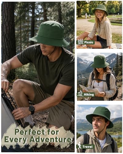 Image of Water-Resistant Bucket Hat for Women Men Rain Hat UPF 50+ Boonie Sun Hat Foldable Summer Floppy Fishing Safari Hats